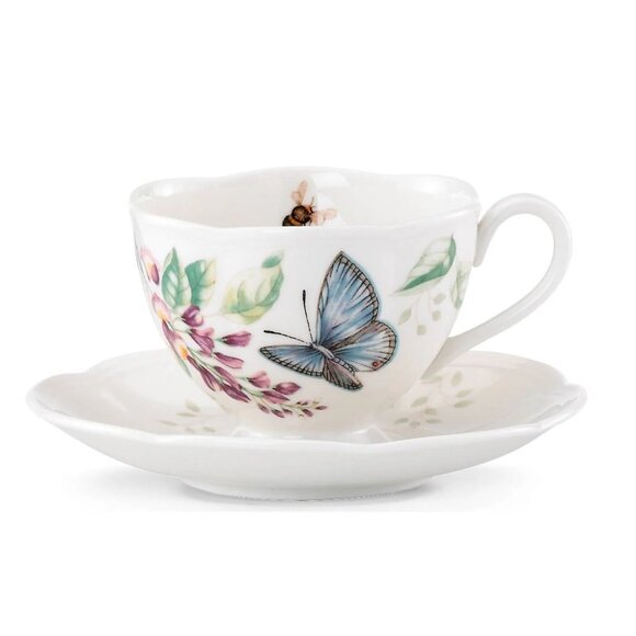Lenox Butterfly Meadow Eastern Tailed Blue Tea Cup and Saucer Set New/No Box - Picture 1 of 2